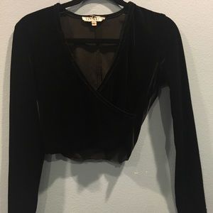Black Velvet Wrap Top